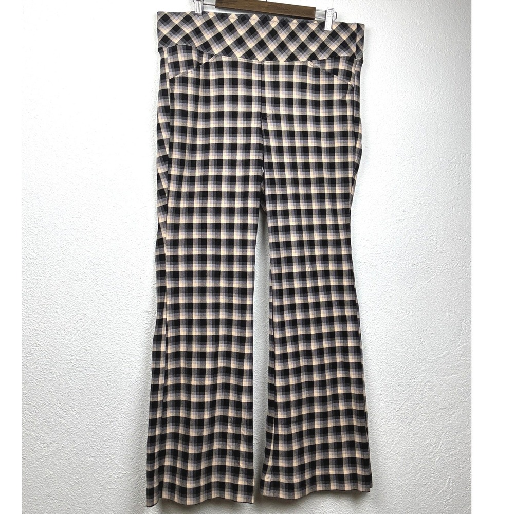 Torrid Black Plaid Flare Leg Trousers - 2R - Checkered Stretch Career Pant